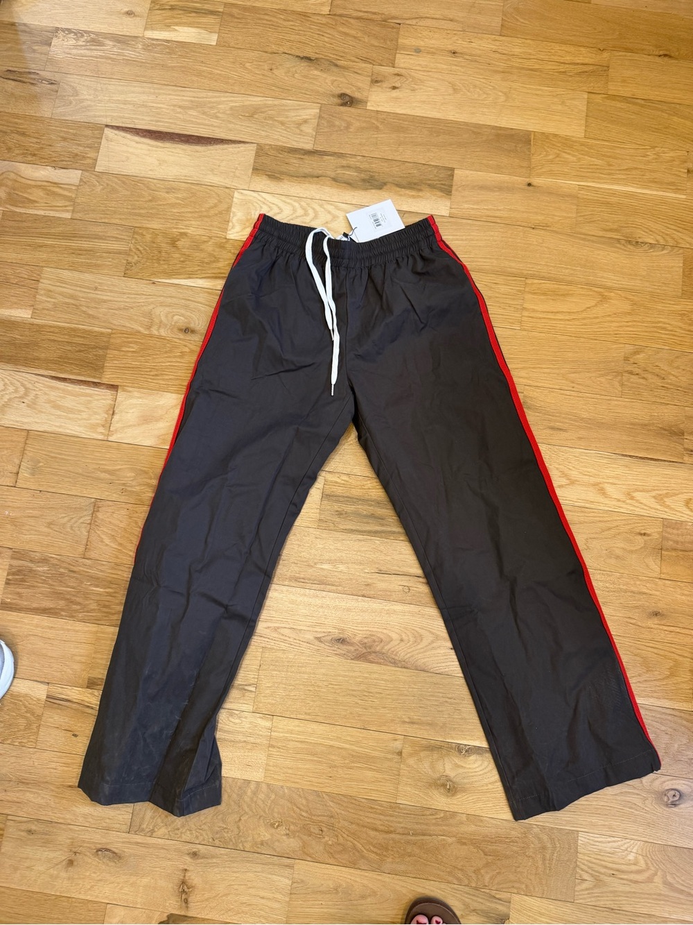 With Jean Black Track Pants with Red Side Stripe
